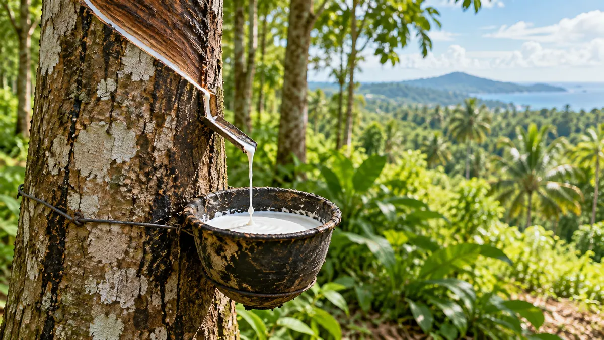 橡胶树割胶场景示意图